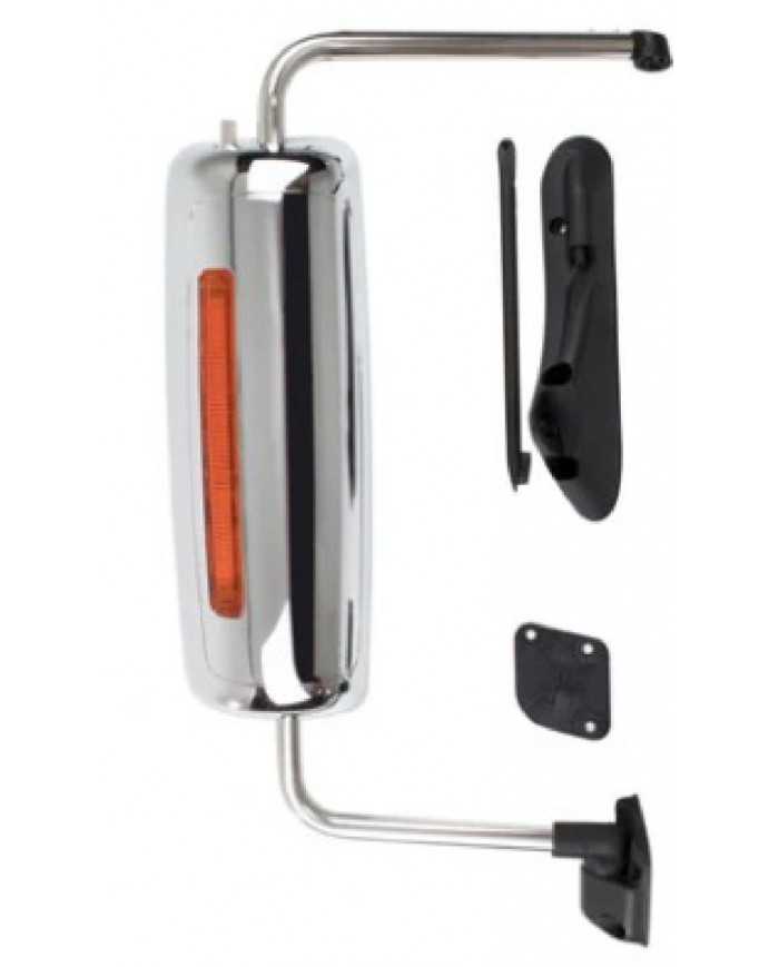 Complete Chrome Mirror Assembly fits International ProStar & LoneStar with Amber LED Light(Passenger Side)