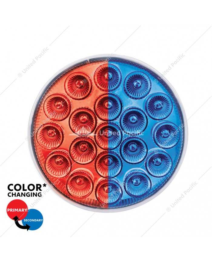 UP35947 - 19 LED 4" Round Double Fury Light (Stop & Turn) - Red & Blue LED/Clear Lens