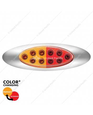 UP35958 - 10 LED Oval Double Fury Light With Clear Lens & Chrome Bezel (Clearance/Marker) - Amber & Red LED/Clear Lens UP35958 - 10 LED Oval Double Fury Light With Clear Lens & Chrome Bezel (Clearance/Marker) - Amber & Red LED/Clear Lens