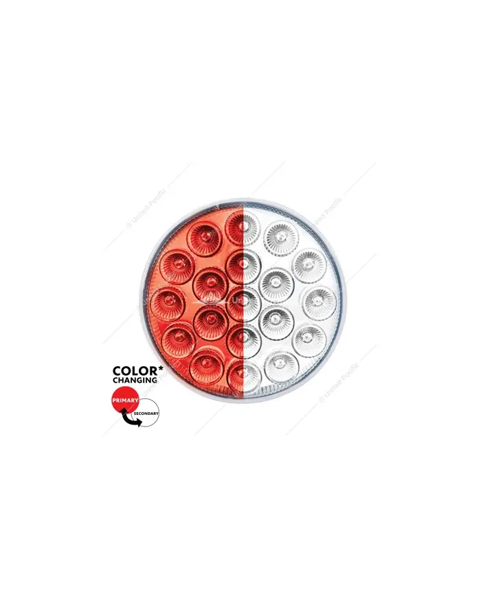 UP35950 - 19 LED 4" Round Double Fury Light (Stop & Turn) - Red & White LED/Clear Lens