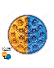 UP35952 - 19 LED 4" Round Double Fury Light (Turn Signal) - Amber & Green LED/Clear Lens