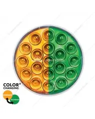 UP35952 - 19 LED 4" Round Double Fury Light (Turn Signal) - Amber & Green LED/Clear Lens