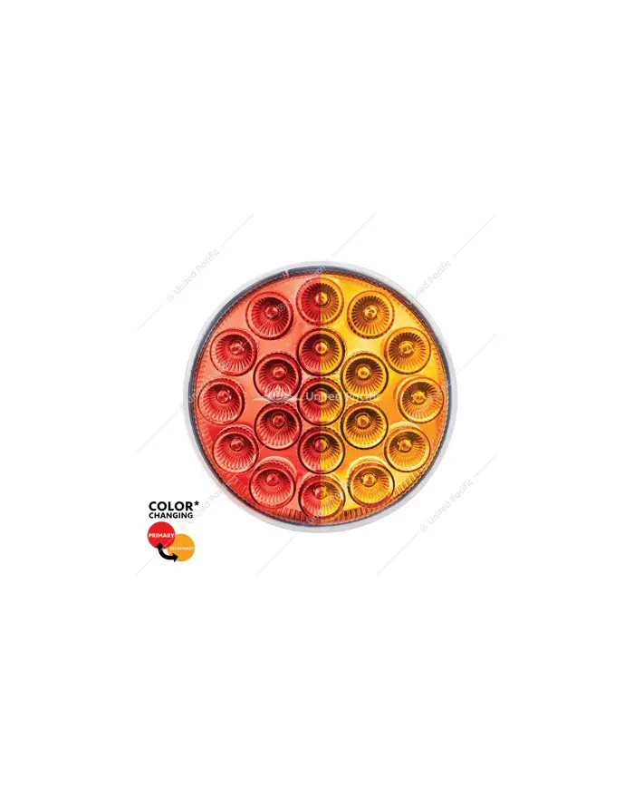 UP35946 - 19 LED 4" Round Double Fury Light (Stop & Turn) - Red & Amber LED/Clear Lens
