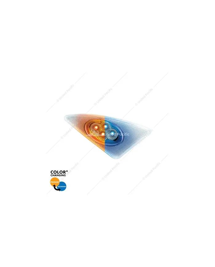 UP36153 - Double Fury 4 LED Fender Signal Light For 2008-2017 Kenworth T660-Amber & Blue LED, Passenger