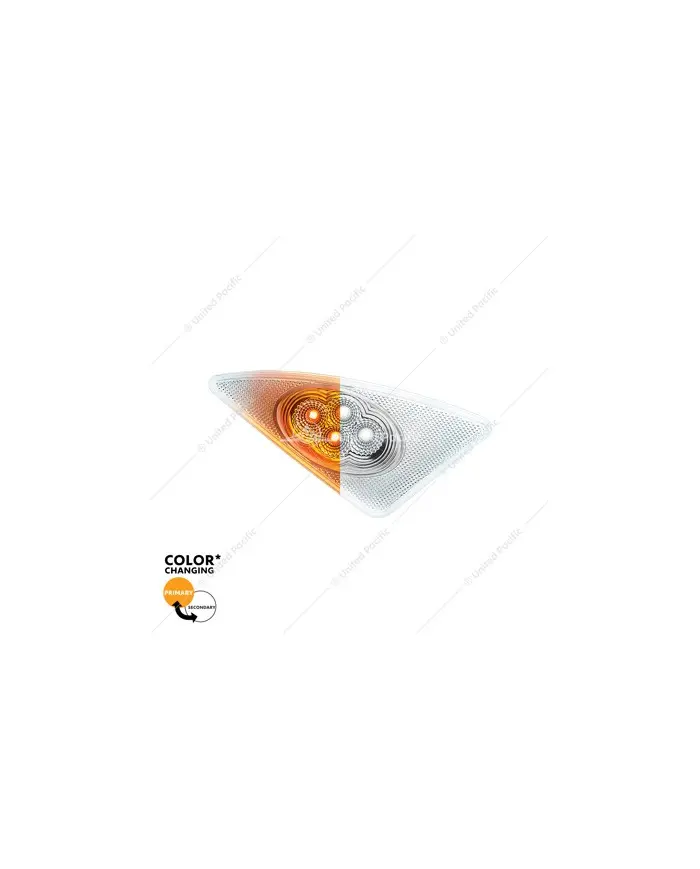 UP36161 - Double Fury 4 LED Fender Signal Light For 2008-2017 Kenworth T660-Amber & White LED, Passenger