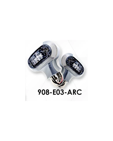 LNC908-E03-ARC-Chrome Plated Billet Aluminum Dual Functioning Turn Signal Light w/Amber&Red LEDs (Set of 2)