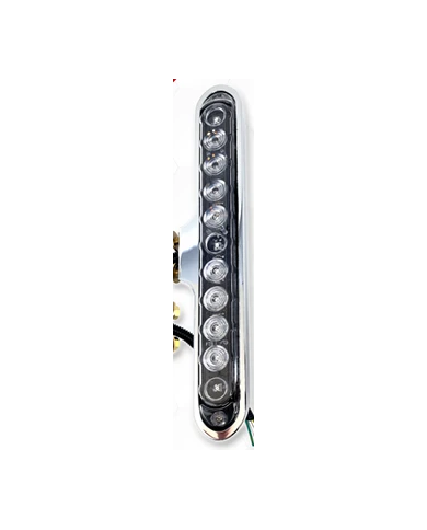 LNC908-250-254-Chrome Plated Billet Aluminum Dual Functioning Slim Line Light w/Amber&Red LEDs (Set of 2)