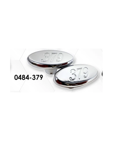LNC0484-379-Chrome Plated Billet Aluminum Tractor/Trailer Knobs (PB Oval w/379) (Set of 2)