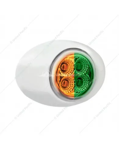 UP36027 - 4 LED Double Fury Light (Clearance/Marker)-Amber & Green LED/Clear Lens