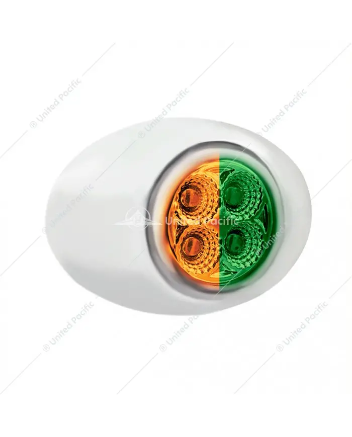 UP36027 - 4 LED Double Fury Light (Clearance/Marker)-Amber & Green LED/Clear Lens