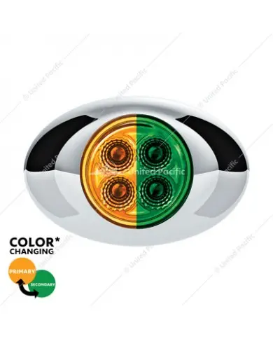UP36027 - 4 LED Double Fury Light (Clearance/Marker)-Amber & Green LED/Clear Lens