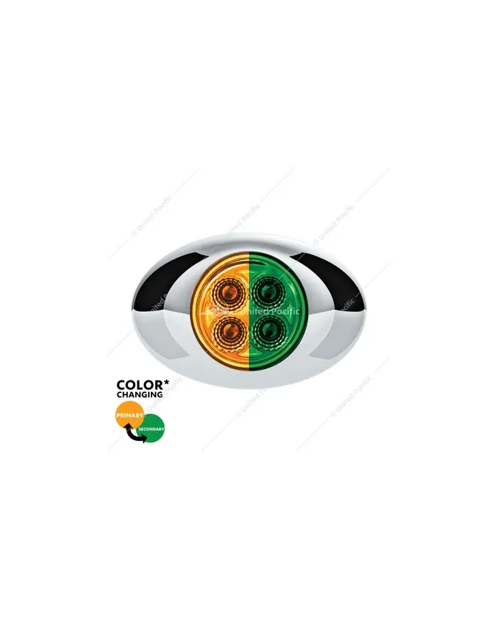 UP36027 - 4 LED Double Fury Light (Clearance/Marker)-Amber & Green LED/Clear Lens