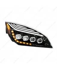 UP36726 - Black Quad-LED Headlight With LED DRL & Seq. Signal For 2018-2024 Freightliner Cascadia - Driver UP36726 - Black Quad-LED Headlight With LED DRL & Seq. Signal For 2018-2024 Freightliner Cascadia - Driver