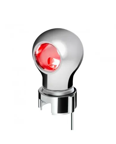 UP71180 - Thread-On Chrome Charlotte Style Gearshift Knob With LED 13/15/18 Speed Adapter-Red LED