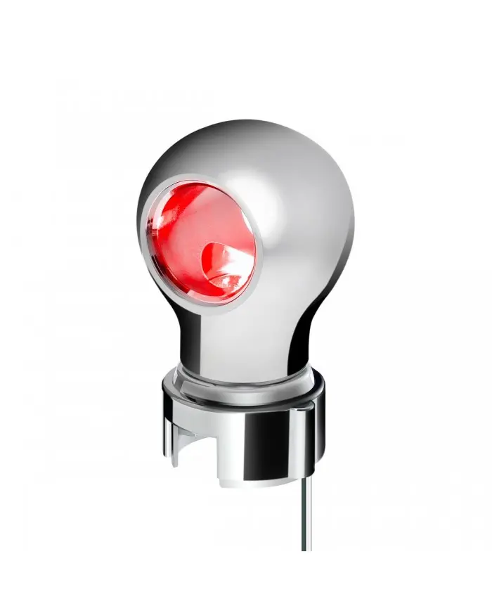 UP71180 - Thread-On Chrome Charlotte Style Gearshift Knob With LED 13/15/18 Speed Adapter-Red LED