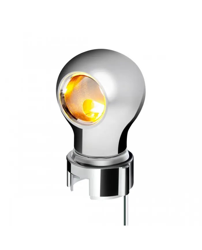 UP71175 - Thread-On Chrome Charlotte Style Gearshift Knob With LED 13/15/18 Speed Adapter-Amber LED