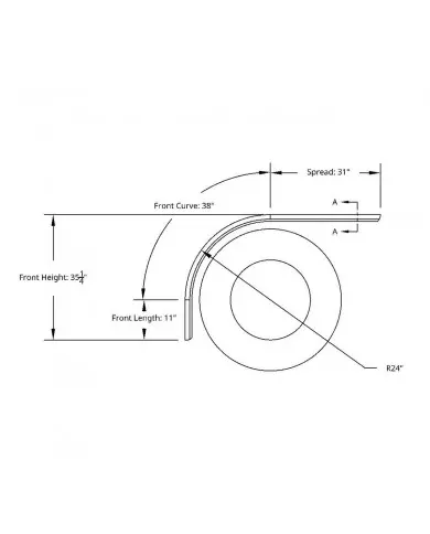 UP11041 - 80" 430 Stainless Steel (16ga) Roll Formed Edge Smooth Half Fender/Long Drop - SS Series (Pair) UP11041 - 80" 430 Stainless Steel (16ga) Roll Formed Edge Smooth Half Fender/Long Drop - SS Series (Pair)