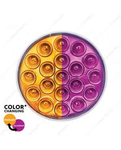 UP35953 - 19 LED 4" Round Double Fury Light (Turn Signal) - Amber & Purple LED/Clear Lens