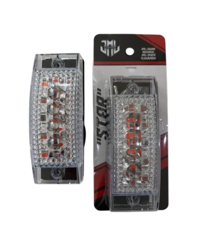 JML-2X6CR 2" X 6" Rectangular 16 LED CLEAR RED "STAR" Marker / Turn Signal Light