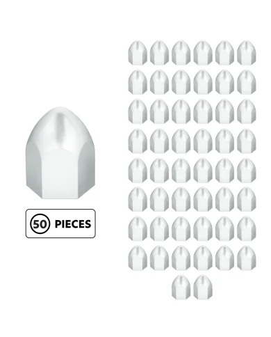 UP10062P50 - 1" X 1 5/8" Chrome Plastic Bullet Nut Cover - Push-On (50-Pack)