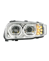 UP32886-High Power 10 LED Chrome Headlight With 10 LED Turn & 100 LED Halo For 2008-2024 Peterbilt 389-Driver