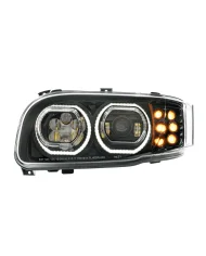 UP32887-High Power 10 LED Chrome Headlight With 10 LED Turn & 100 LED Halo For 2008-2024 Peterbilt 389-Passenger