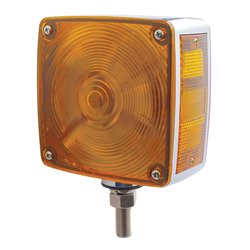 UP30256-Square Double Face Turn Signal Light With Single Stud - Amber & Red Lens