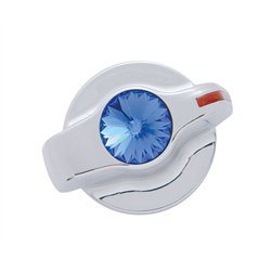 UP41124-Chrome Plastic A/C Control Knob With Crystal - Blue Crystal