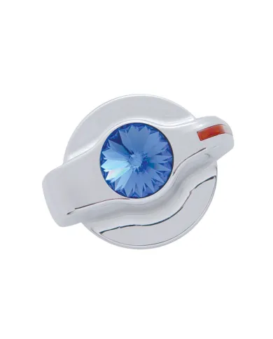 UP41124-Chrome Plastic A/C Control Knob With Crystal - Blue Crystal