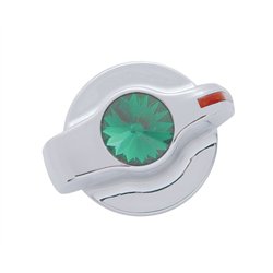 UP41126-Chrome Plastic A/C Control Knob With Crystal - Green Crystal