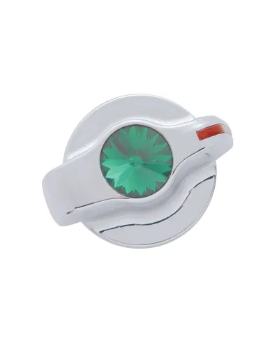 UP41126-Chrome Plastic A/C Control Knob With Crystal - Green Crystal