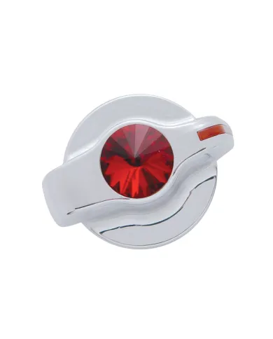 UP41128-Chrome Plastic A/C Control Knob With Crystal - Red Crystal