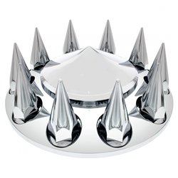 UP10241-Pointed Front Axle Cover With 33mm Spike Thread-On Nut Covers - Chrome