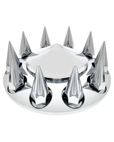 UP10241-Pointed Front Axle Cover With 33mm Spike Thread-On Nut Covers - Chrome
