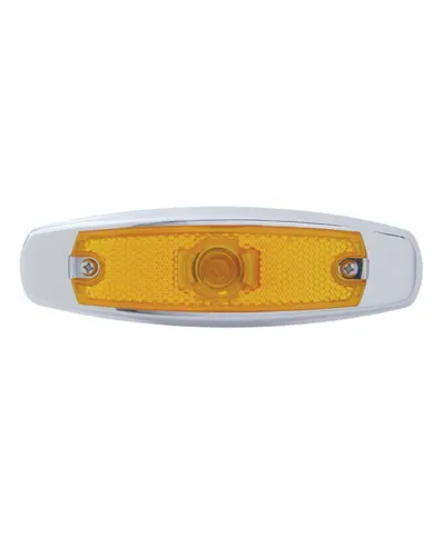 UP30294-Single Halogen Bulb Light (Clearance/Marker) With SS Bezel - Amber Lens