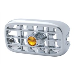 UP41248-Chrome Plastic A/C Vent With Color Crystal For Peterbilt (2006+) - Amber Crystal