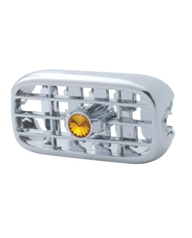 UP41248-Chrome Plastic A/C Vent With Color Crystal For Peterbilt (2006+) - Amber Crystal