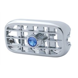 UP41249-Chrome Plastic A/C Vent With Color Crystal For Peterbilt (2006+) - Blue Crystal