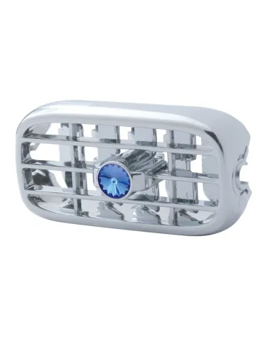 UP41249-Chrome Plastic A/C Vent With Color Crystal For Peterbilt (2006+) - Blue Crystal
