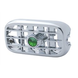 UP41251-Chrome Plastic A/C Vent With Color Crystal For Peterbilt (2006+) - Green Crystal