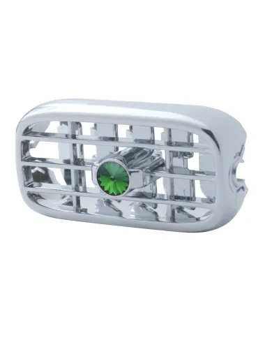 UP41251-Chrome Plastic A/C Vent With Color Crystal For Peterbilt (2006+) - Green Crystal
