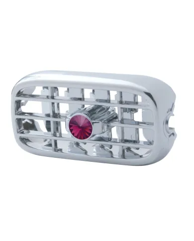 UP41252-Chrome Plastic A/C Vent With Color Crystal For Peterbilt (2006+) - Purple Crystal