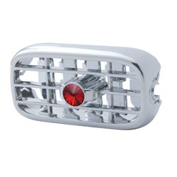 UP41253-Chrome Plastic A/C Vent With Color Crystal For Peterbilt (2006+) - Red Crystal