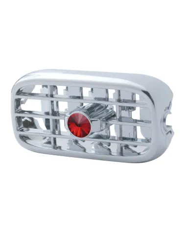 UP41253-Chrome Plastic A/C Vent With Color Crystal For Peterbilt (2006+) - Red Crystal