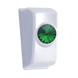 UP41355-Chrome Rocker Switch Plug With Green Crystal For 2006+ Kenworth (Card Of 2)