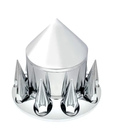 UP10243-Spike Rear Axle Cover With 33mm Spike Thread-On Nut Covers - Chrome