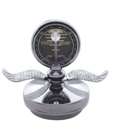 UP30359-Chrome Aluminum Boyce MotoMeter With Base & Chrome Wings