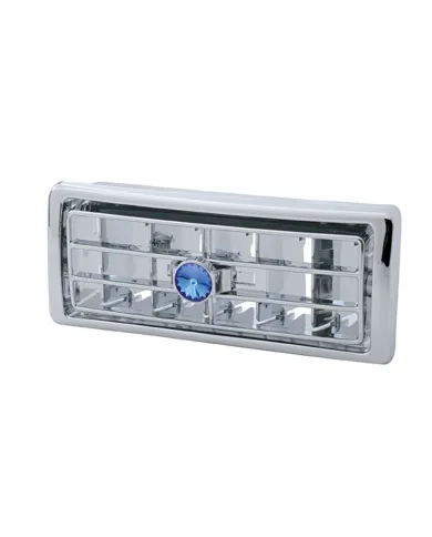 UP41502-Chrome Plastic A/C Vent With Crystal For 2002-2005 Kenworth - Center - Blue Crystal