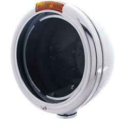 UP30377-Chrome Classic Headlight Housing With Amber Signal Lens