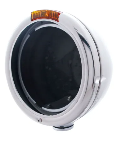 UP30377-Chrome Classic Headlight Housing With Amber Signal Lens